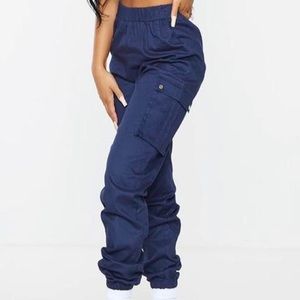 pretty little thing navy blue cargos